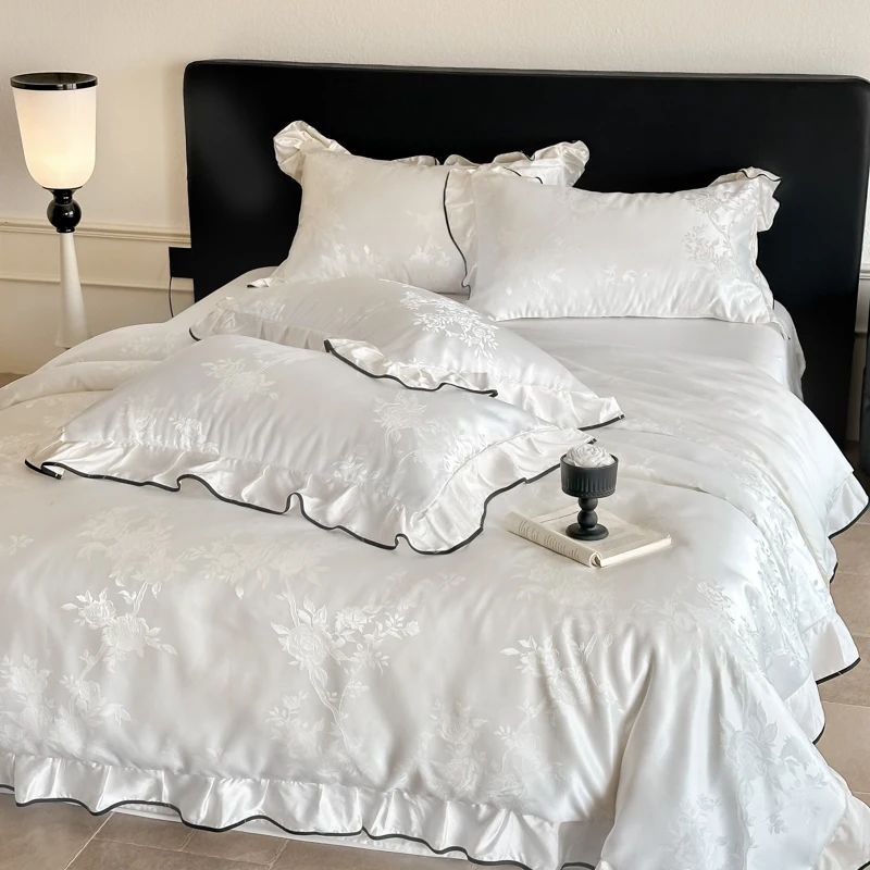3pcs Jacquard fabric Duvet Cover Set (1*Duvet Cover + 2*Pillowcase, Without Core),soft fabricBedding Set