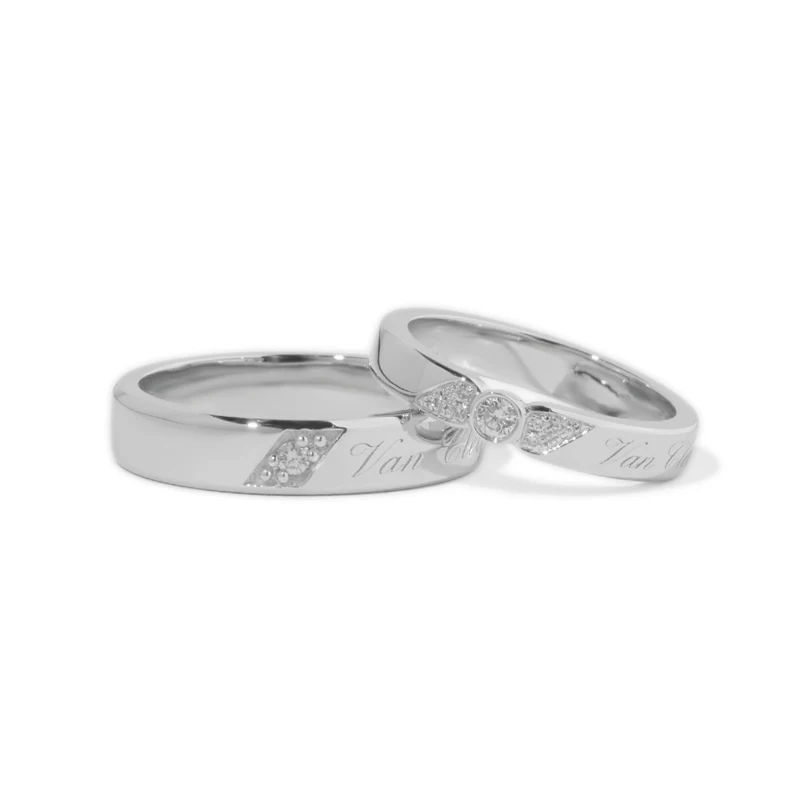 Pristine whole 100% 18K/14K/10K Gold & PT950 Platinum Diamond Couple Rings, Classic Wedding/Engagement Gift