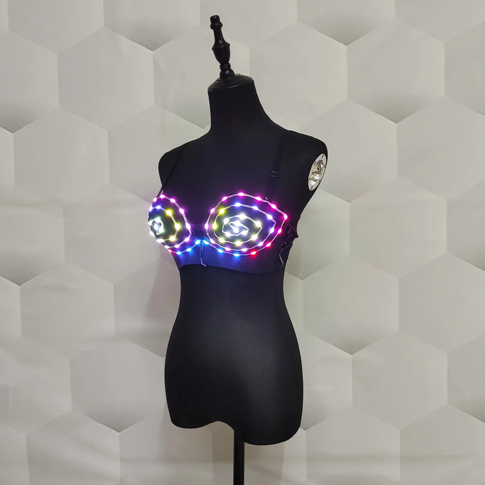 Colorful LED light bra Jazz Bar Ds Rechargeable new sexy Dj Bikini Nightclub Halloween Dancers Group Dance lingerie costumes