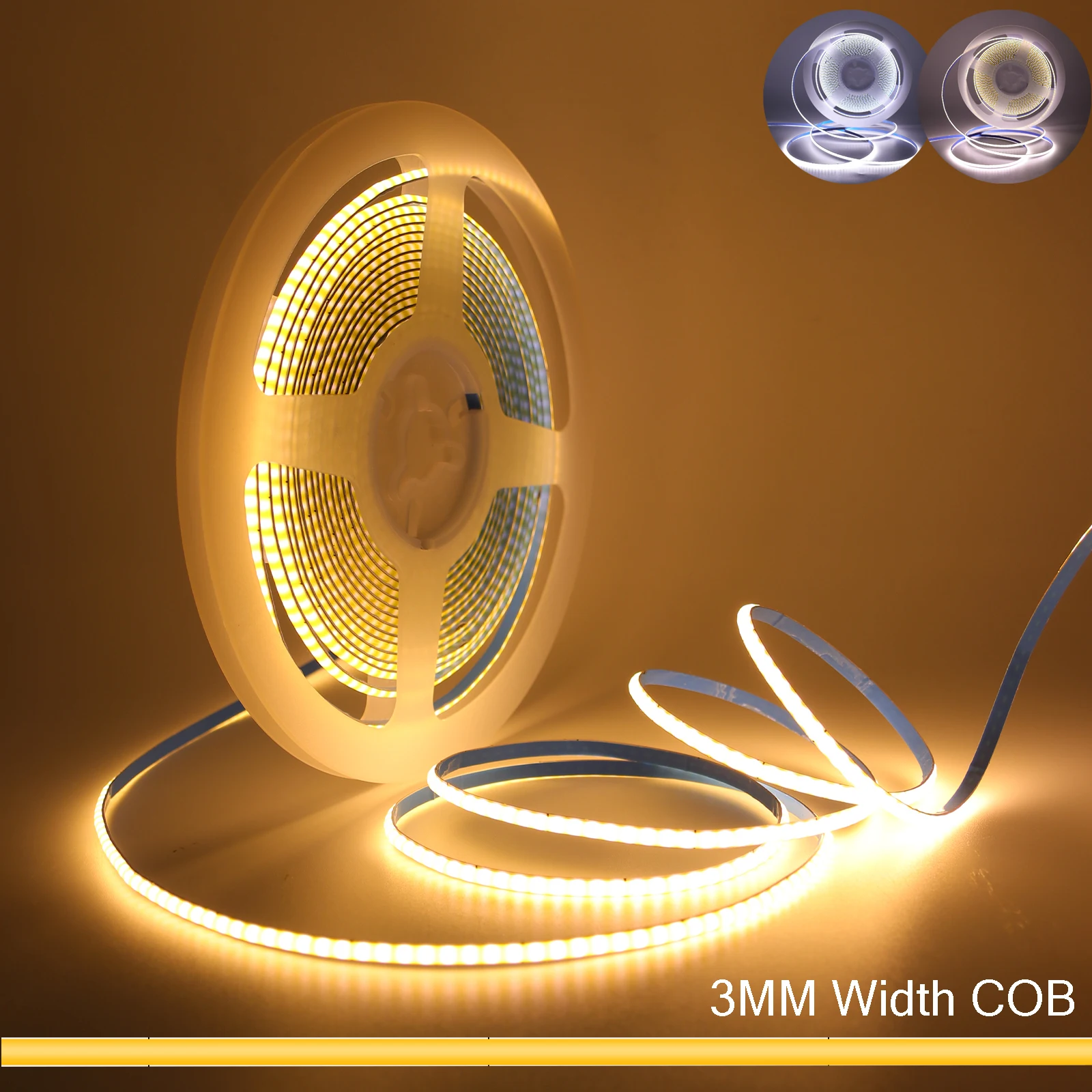 

5V Super Thin 3mm COB LED Strip 2Pin High Bright 320LEDs/M White/Natural/Warm White Adhesive Flexible LED Tape Light for Home