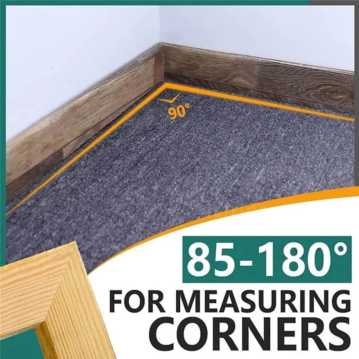 Outil de coupe de mesure d'onglet 2 en 1, jauge biseautée et boîte à onglets, mesure des balises et outil de coupe d'angle de sciage d'onglet pour plinthes