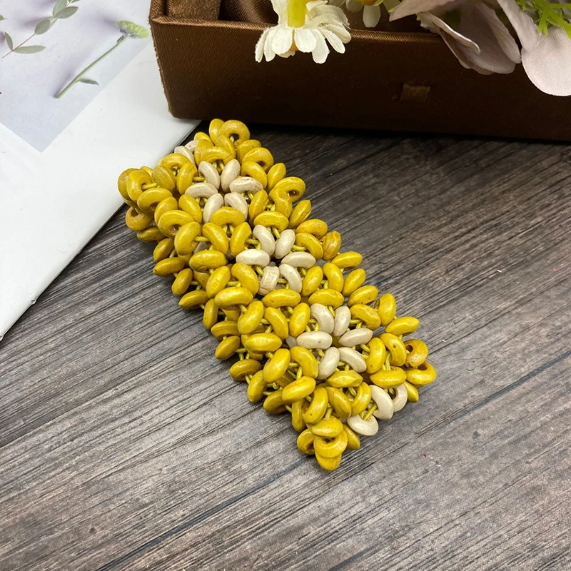 Bohemian Vintage Colorful Wooden Bead Elastic Bracelets for Women Ethnic Hand knitted Flower Bracelet Female Jewelry