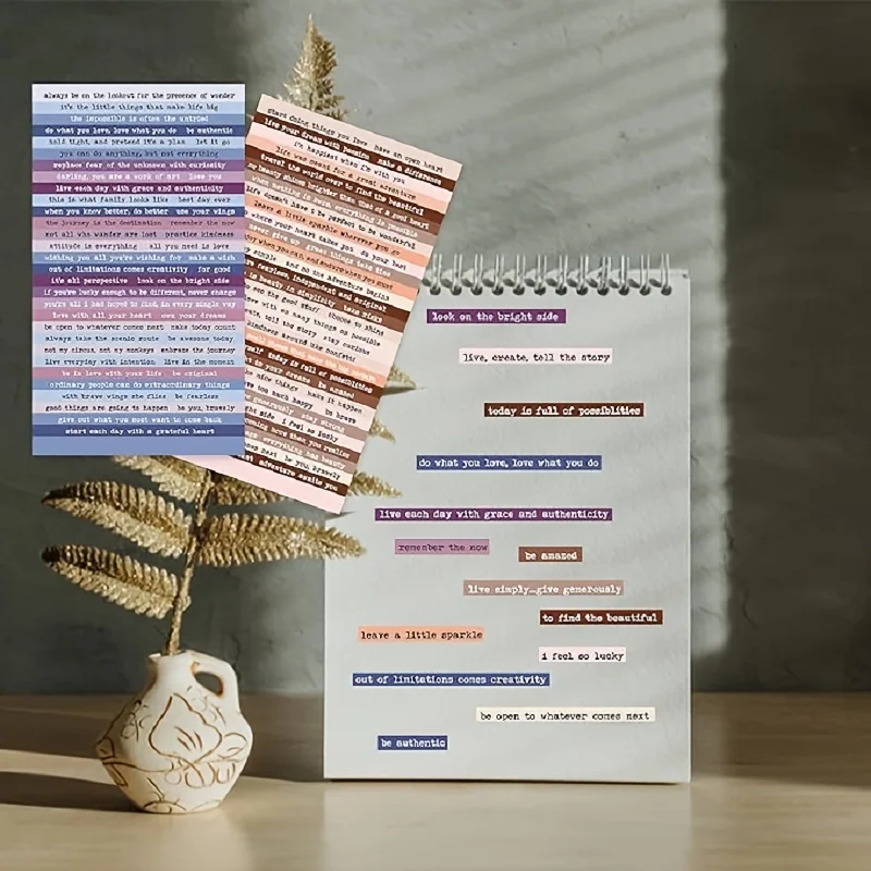 MOHAMM 8 Sheets Material Creative Retro Text Stickers for Scrapbooking DIY Decorative Material Collage Journaling