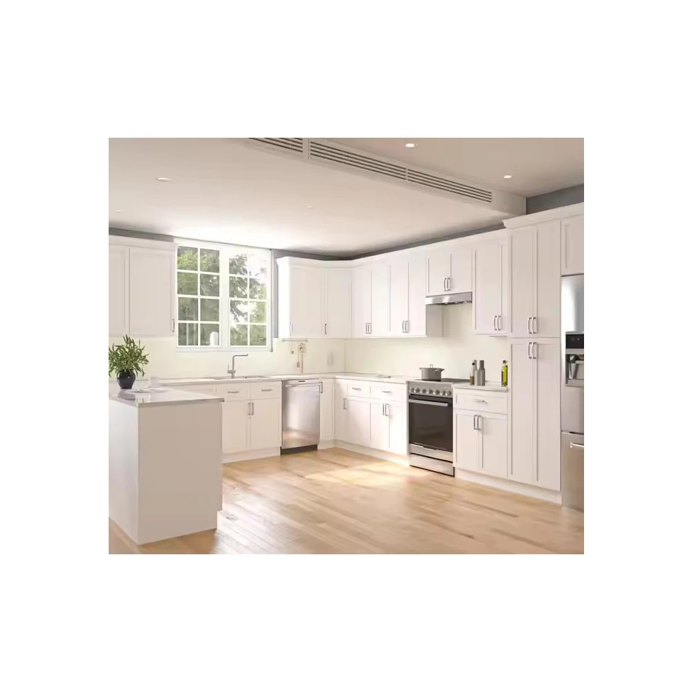 Juego de gabinetes de cocina blancos brillantes personalizados Diseño modular completo con electrodomésticos Garages de Dura Supreme