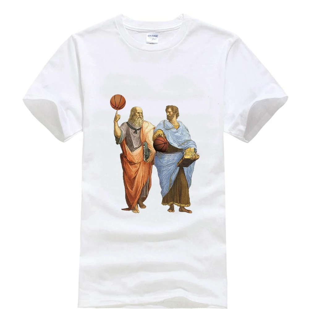 Funny Creative Philosopher Plato Aristotle Basketballer Match T-Shirt Summer Cotton Short Sleeve O-Neck Mens T Shirt New 2024