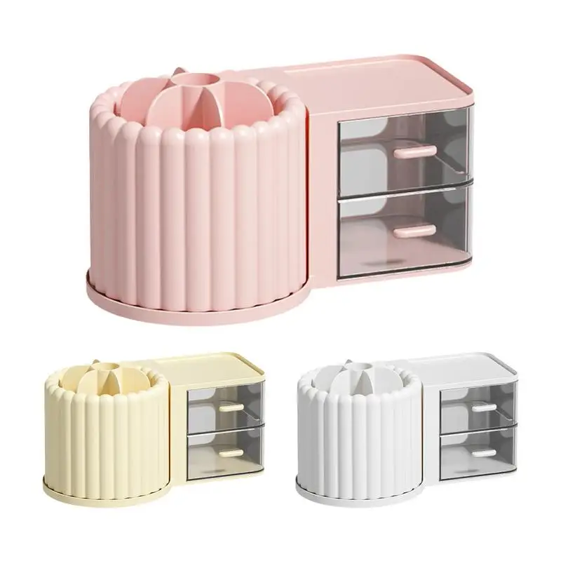 

Desktop Drawer Makeup Storage Box Detachable Partition Rotating Cosmetic Storage Rack For Makeup Brush Rotating Nail Polish Box