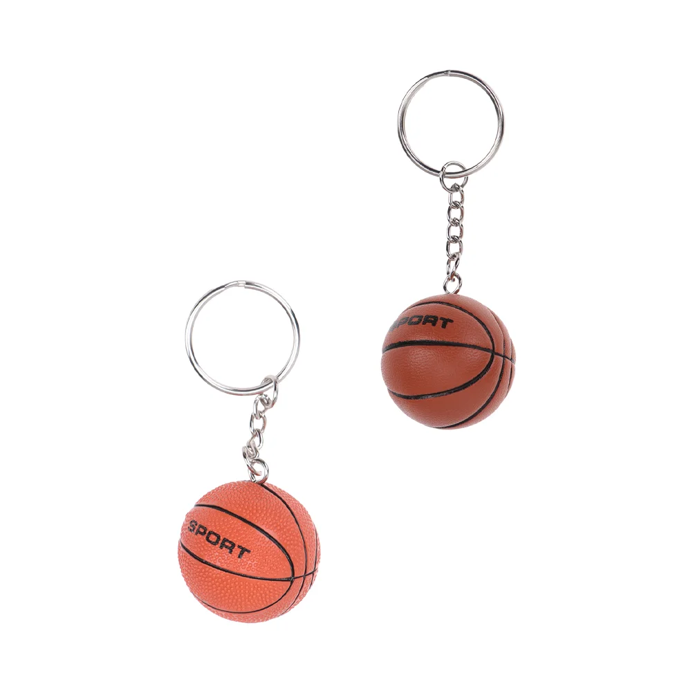 2 Pcs Basketball Keychain Accessories Decors Backpack Gifts Lovely Chic Rings Girl Hanging Sports Balls