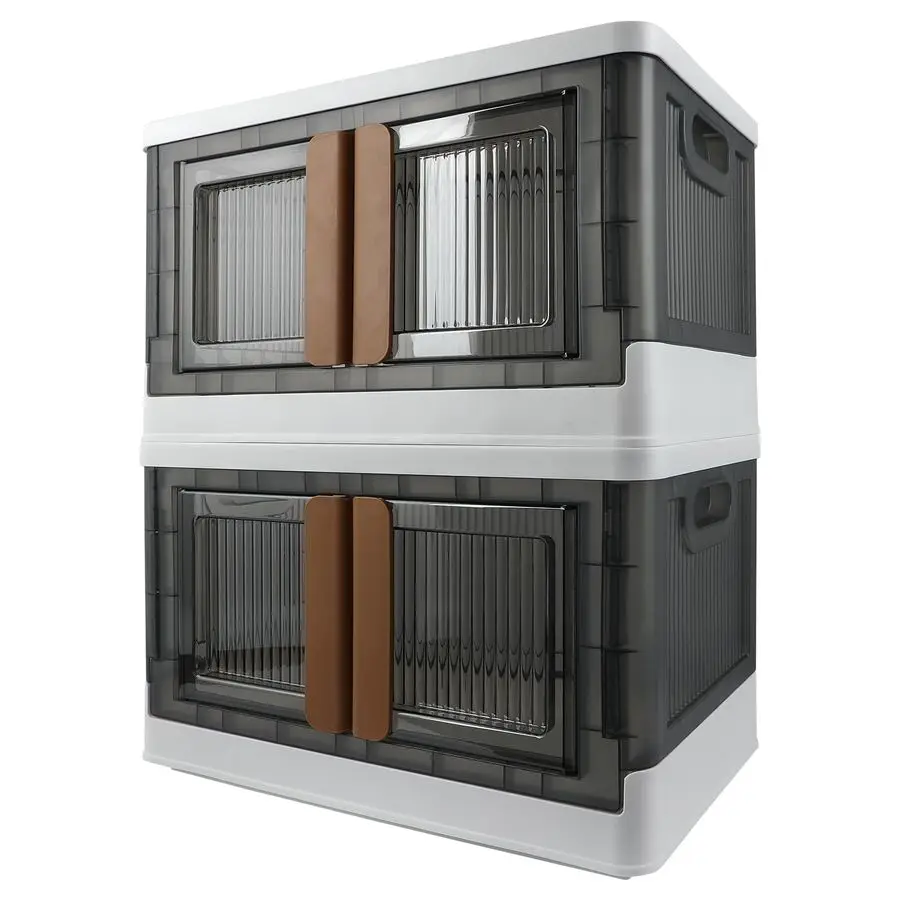 

Пластиковый шкаф, 32 л (8,4 галлона) на один, 2 штуки в упаковке, складной контейнер с крышками, складной ящик, прозрачный, для организации хранения