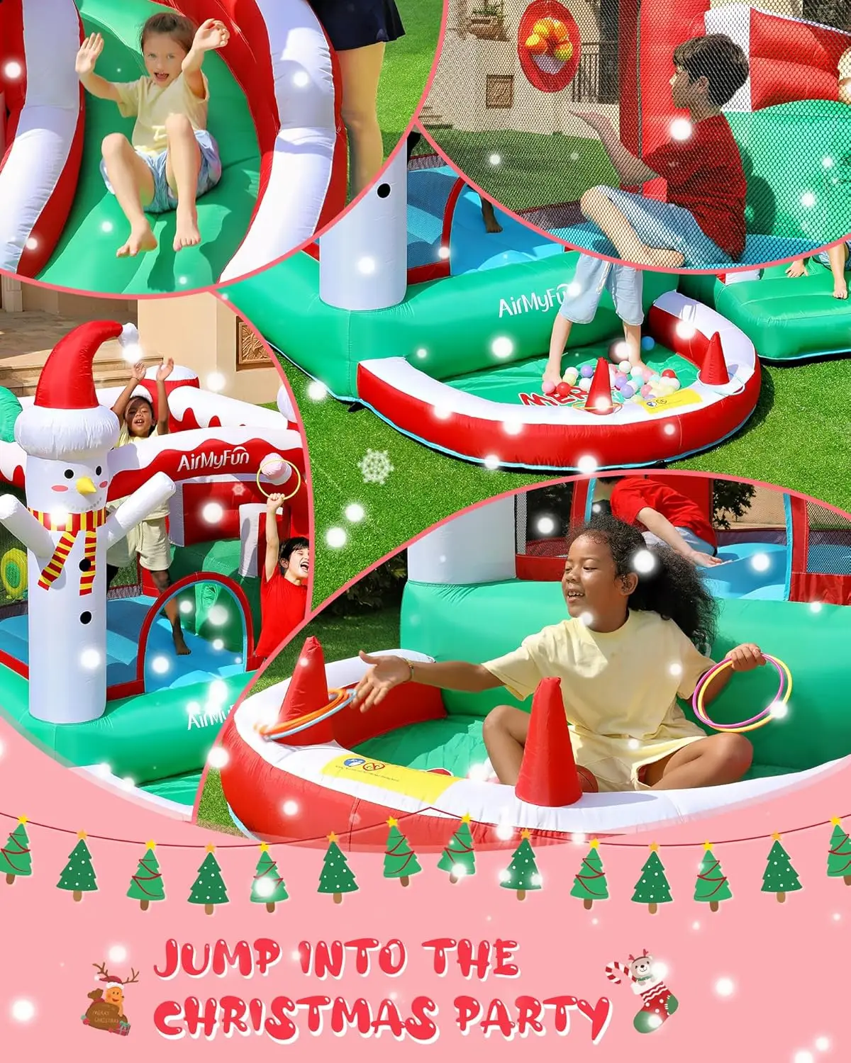 AirMyFun عيد الميلاد موضوع نفخ ترتد البيت، توسيع سريع للمروحة المستقلة - متعة العطلة تسمح الفرح القفز في المنزل! #3