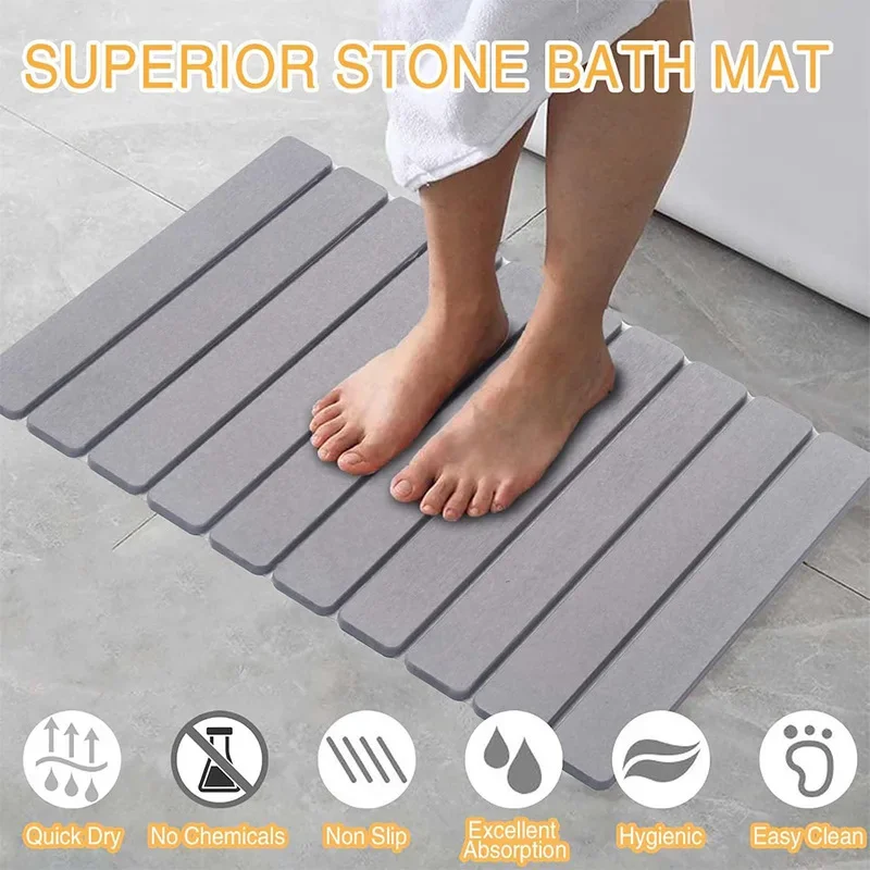 

Foldable Foot Mat Quick Drying Bathroom Rug 100% Diatomaceous Earth Bath Mat Non Slip Diatomite Mats Bathroom Accessories