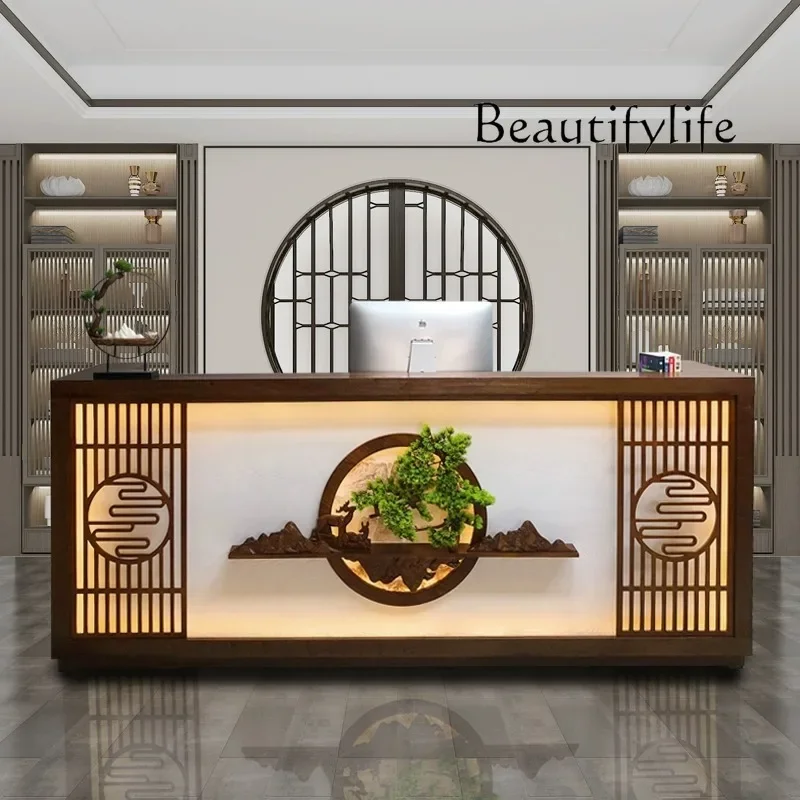 New Chinese style checkout page Hotel Wellness Center Foot Bath Shop Caier Bar Hotel Reception Front Desk