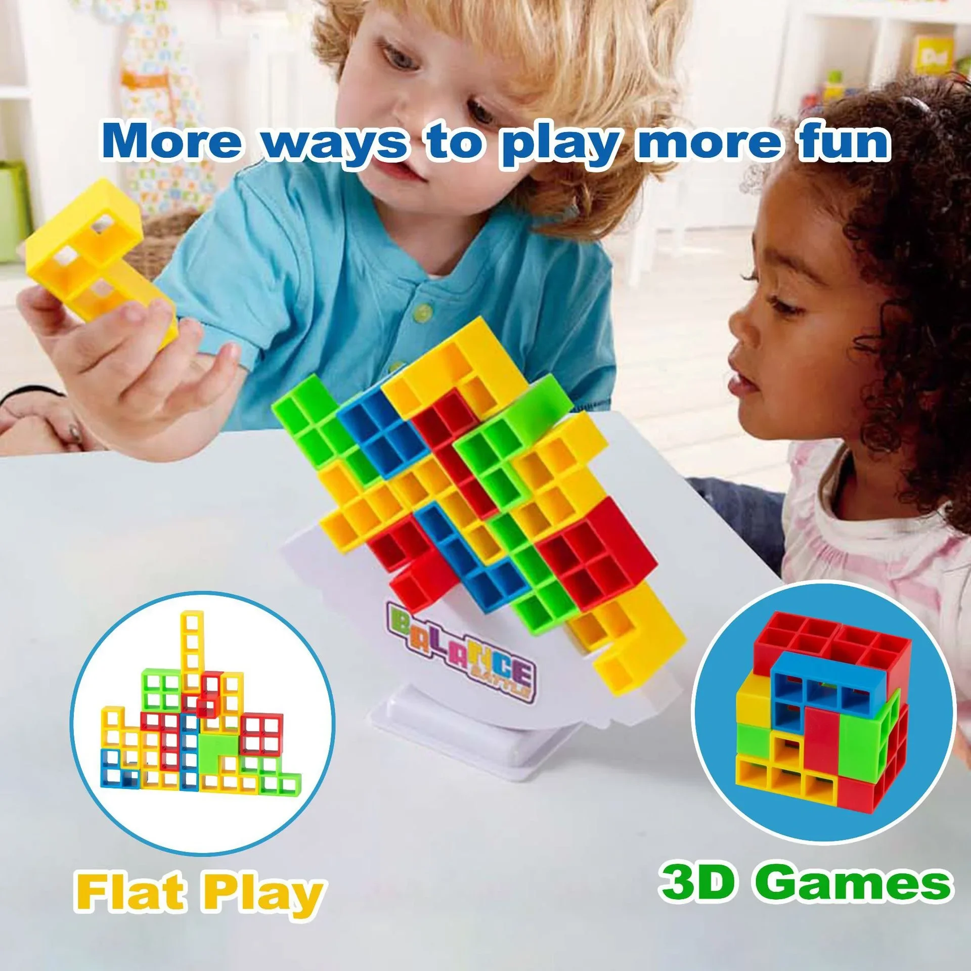 Kids puzzle building blocks brick toy balance stacked tetra tower game high quality Russian building blocks Kid Desktop Toy