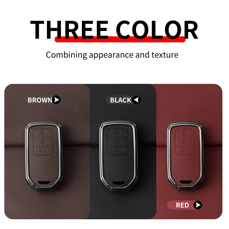 Metal Leather Car Key Case Cover For Honda Accord CRV CR-V URV UR-V Vezel City Civic Jazz BRV BR-V HRV HR-V Keychain Accessories