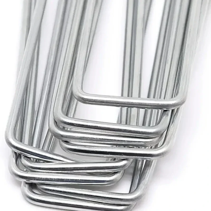 50pcs galvanized landscape staples, outdoor decorative stakes, anti weed barrier fabric anti rust staples, U-shaped tent
