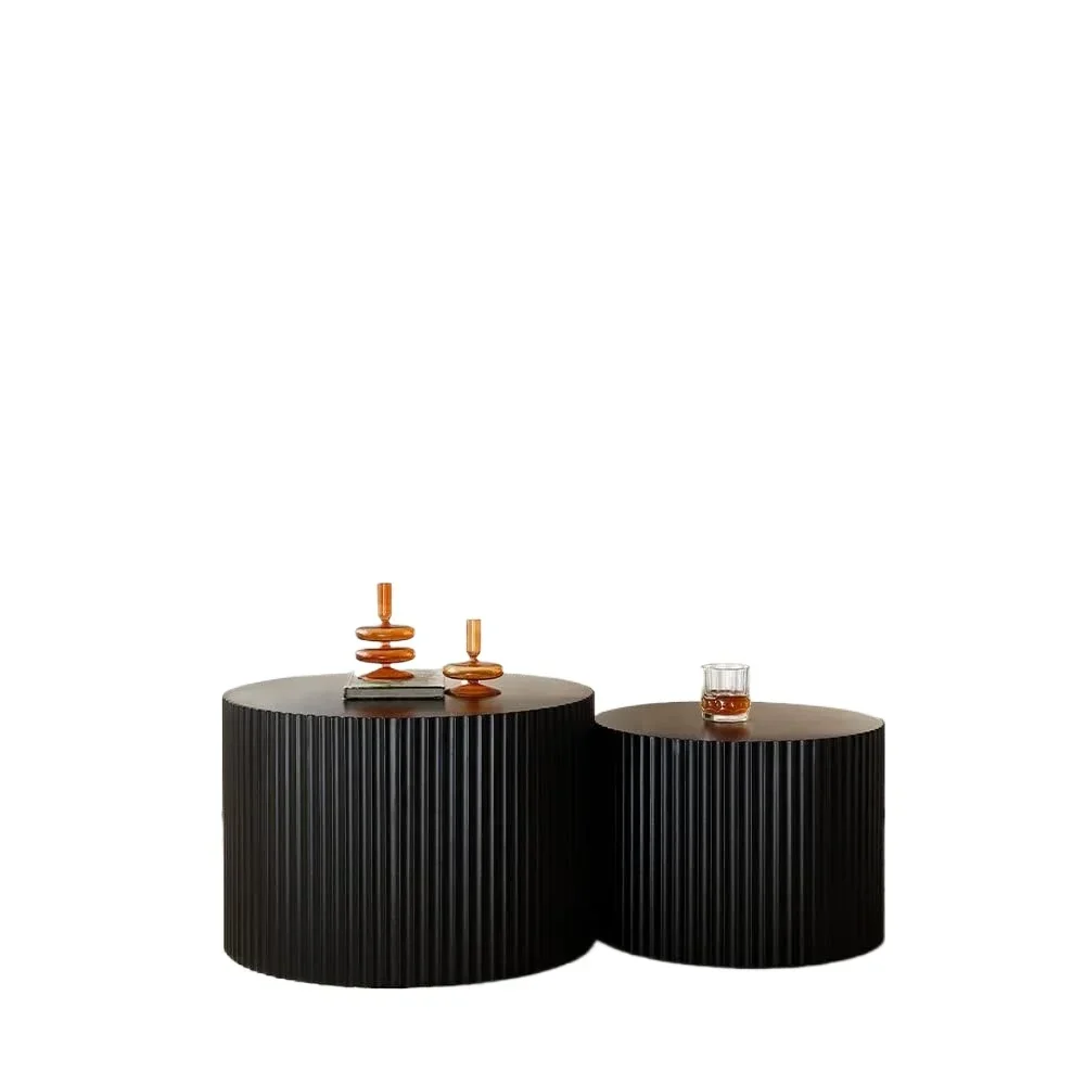 ラウンドコーヒーテーブル2個セット、リビングルーム用ネストコーヒーテーブル、アパート用のモダンな木製サイドテーブルアクセントエンドテーブル