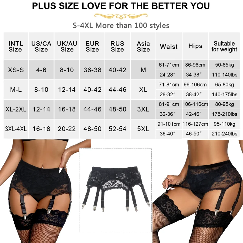 Ohyeahlady Floral Sexy Stocking Belt For Women High Waist Elastic Mesh Stocking Garters Curvy Black Sheer Suspender With Straps