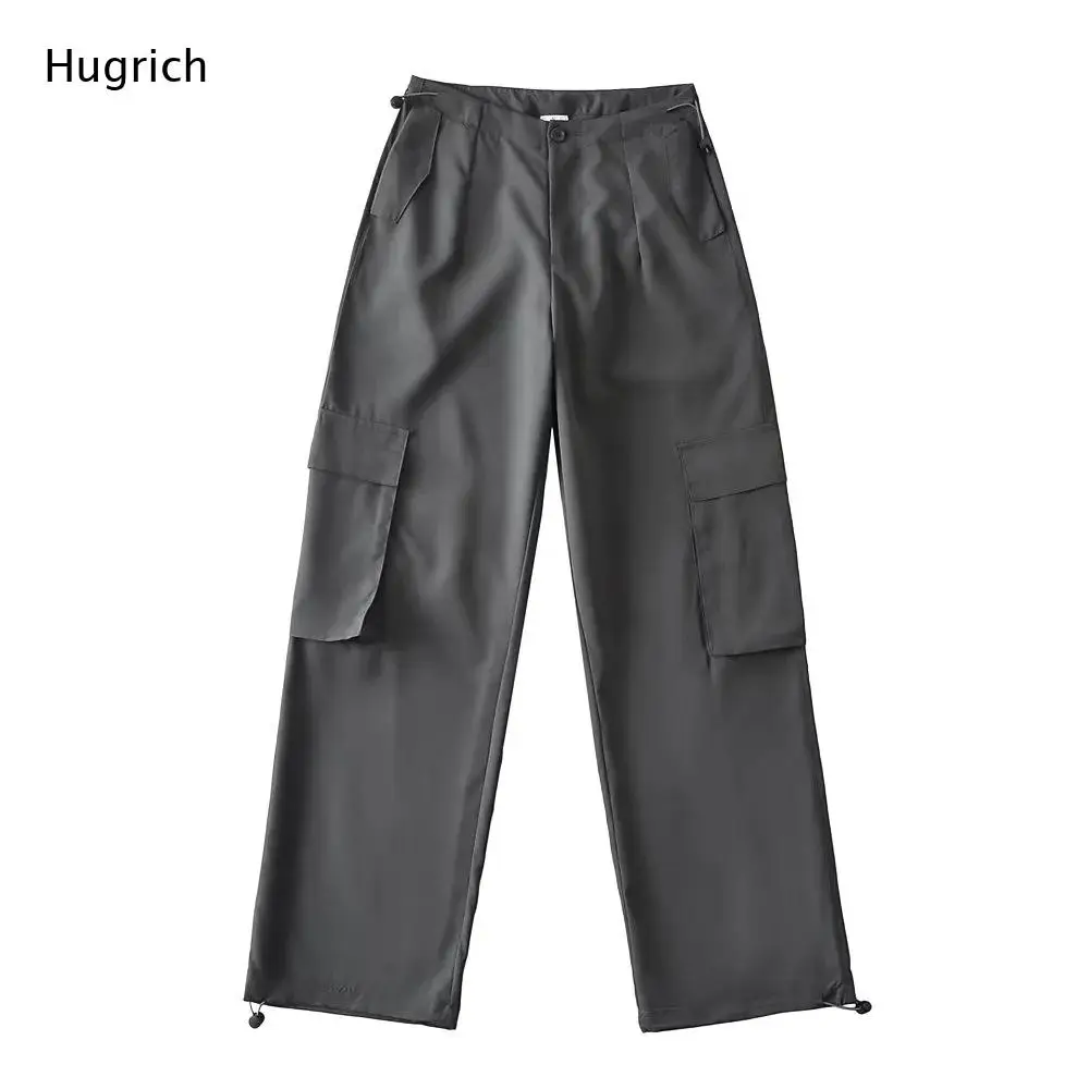 Women's High Waist Wide Leg Cargo Pants with Multiple Pockets - Loose Fit Casual Trousers for Streetwear and Daily Outfits