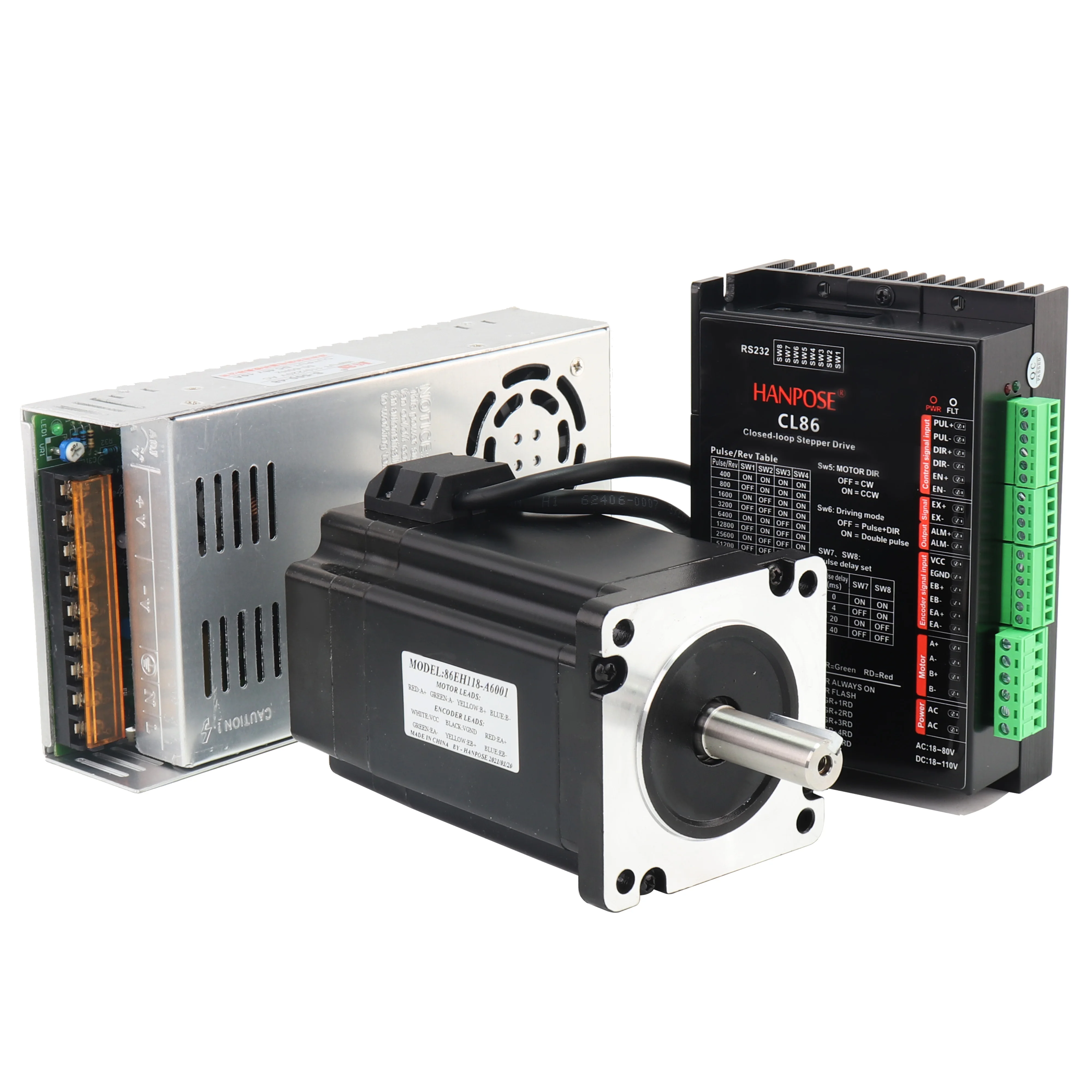 

ZXY HANPOSE 6A 8N.m 86EH118 Stepper Motor +Cl86 Drive Motor 48v 360w Power Supply Cnc Kit 1axis Stepper Motor Closed Loop Nema