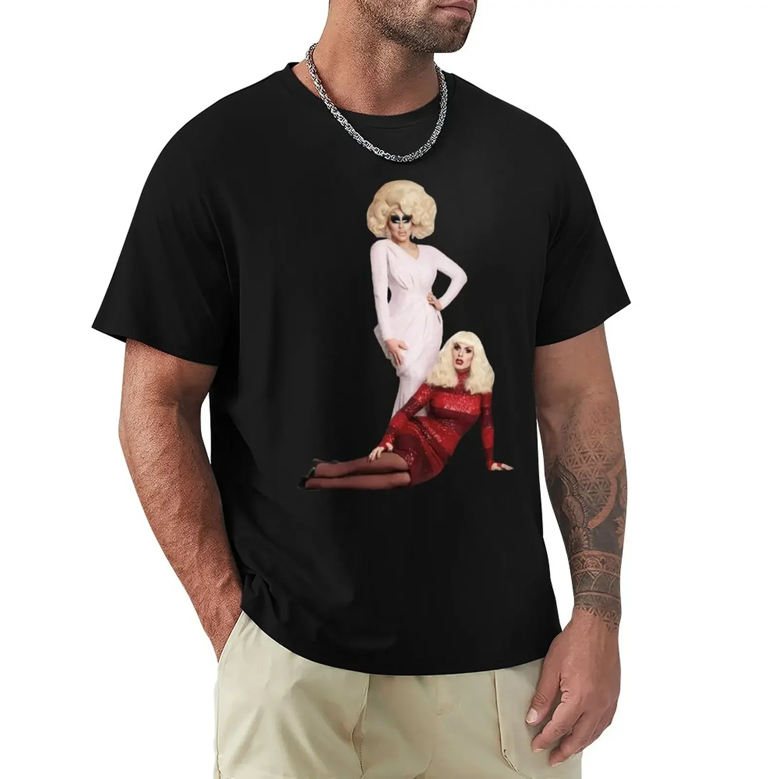 Kawaii clothes anime blanks tshirts for men Trixie and Katya Book Photoshoot UNHhhh T-Shirt oversized graphic t shirts clothing