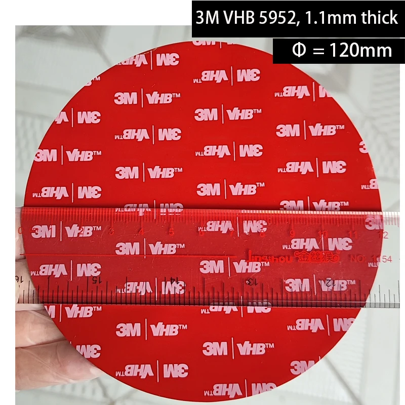 Round 120mm Circle Diameter=12cm Black 1.1mm Thick 3M VHB 5952 Heavy Duty Double Sided Adhesive Acrylic Foam Tape