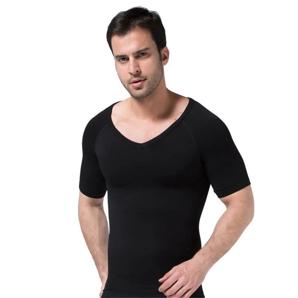 

Men's V Neck Shirt Outdoor Training Fitness Gym Jogging Running Sweatshirt Bat/-Man Compression Shirts Tight Elastic Breathable