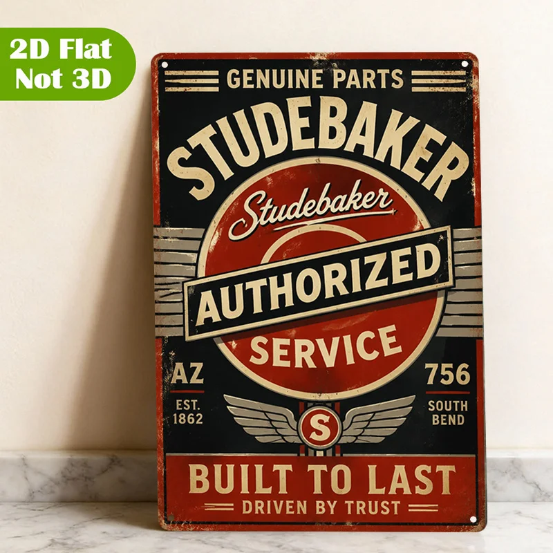 1pc Authenticated Design Aluminum Signs, Vintage StudebakerMetal Plate Wall Art Print, Classic Car EmblemAluminum Plate Sign, Re