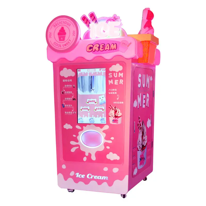 32 Inch Touch Screen Smart Self-service Ice Cream Commercial Automatic Ice Cream Maker Machine For Sale For Supermarket Mall