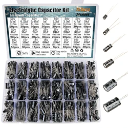 753pcs Aluminum Electrolytic Capacitor Assortment Kit 24values 10v 16v 25v 50v 0.1uf 1uf 2.2uf 33uf 47uf 220uf 470uf 680uf