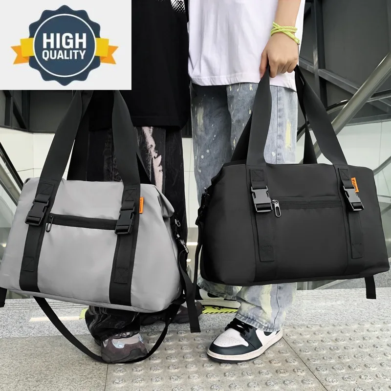 Bolso de hombro informal para hombre y mujer, bolsa de nailon de gran capacidad, Color sólido, sencillo y versátil, para viaje deportivo, novedad de 2023