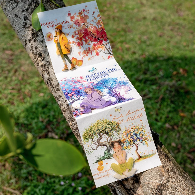 PET Tape Romantic Cherry Blossom Spring Flower Tree Tape Creative Hand Account Background Collage DIY Greeting Card Decoration