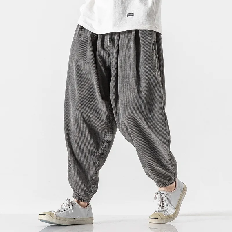 2026 Corduroy Harem Pants Chinese Style Autumn Winter Retro Loose Tapered Comfort Pants