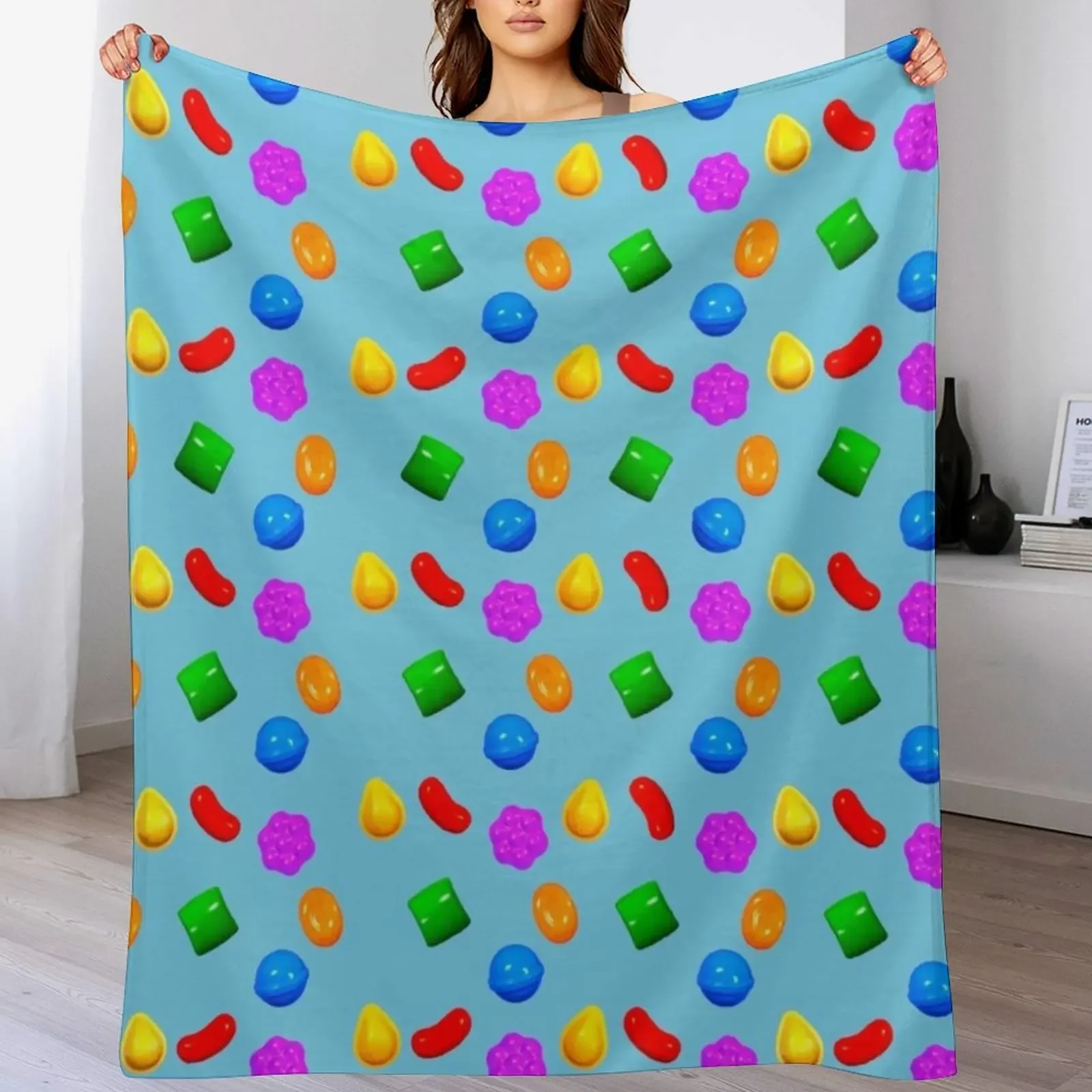 

Gotta Crush Some Candy Crush Throw Blanket Cozy Home Blanket Gift for Christmas Holiday