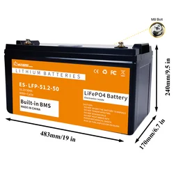 12V 200Ah LiFePO4 Battery 24V 48V 50Ah 100Ah 200Ah 1280Wh 2KW BMS  PD/USB Charge Grade A UPS 10-Year Warranty-UKR Free Tax