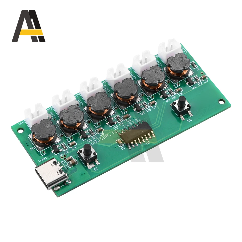 DC5V Six Spray Humidifier Module Atomization Control Board DIY 2.5-3W Dynamic Spray Single Spray Ultrasonic Atomizer TYPE-C