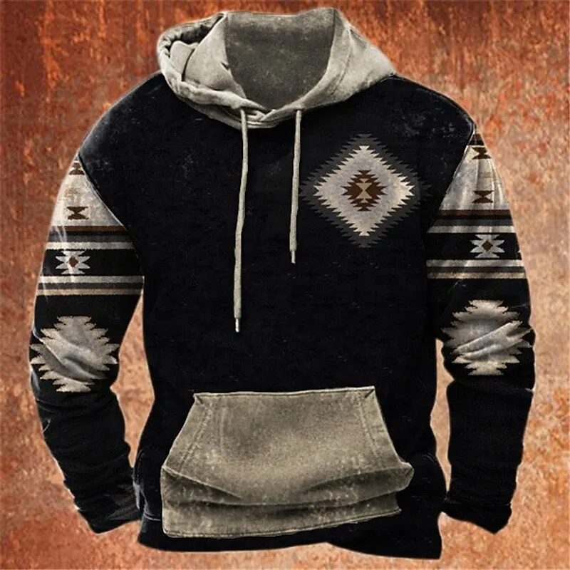 Vintage Herren Langarm Hoodie Sweatshirt druckt Casuals Frühling/Herbst für Männer/Frauen Oberbekleidung Streetwear Pullover