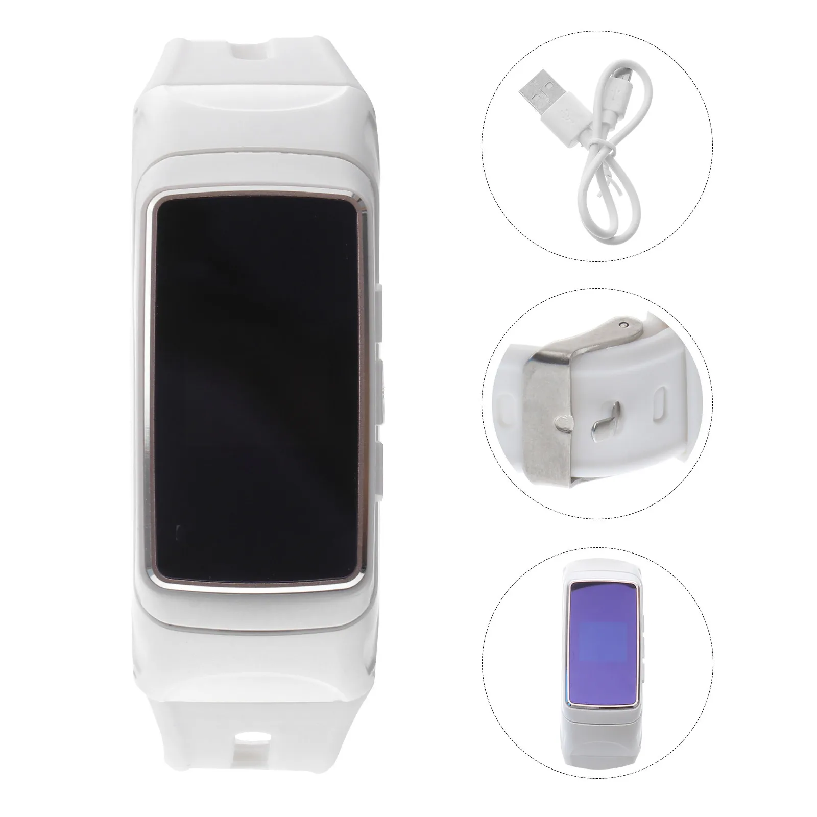 

White Earphone Smart Wristband Blood Oxygen Heart Rate Monitor Sleep Tracker Pedometer Calorie Distance Recording