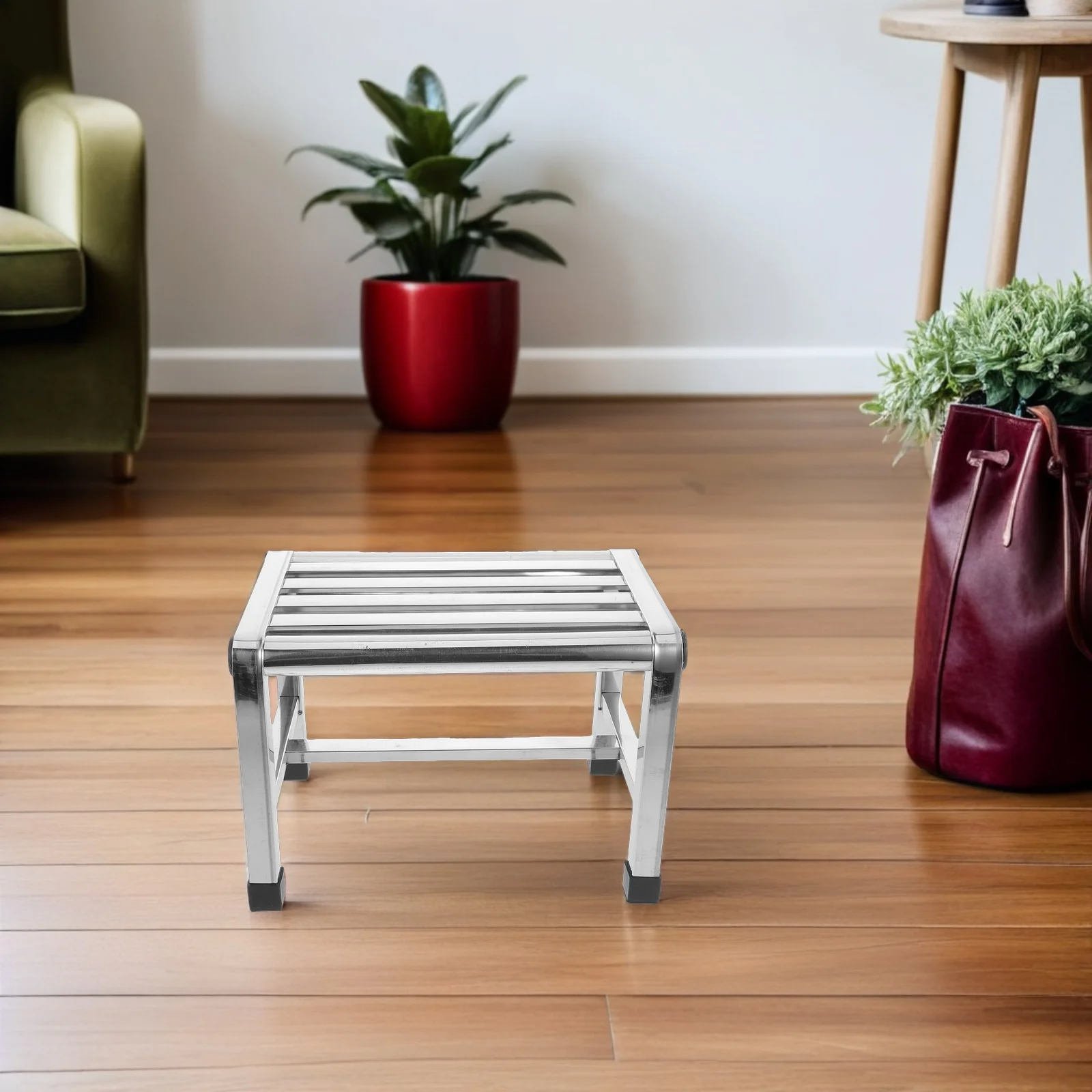 Modern Stainless Steel Shower Stool Waterproof Slatted Bath Bench Non-Slip Legs for Wet Rooms Portable Garden Laundry Utility