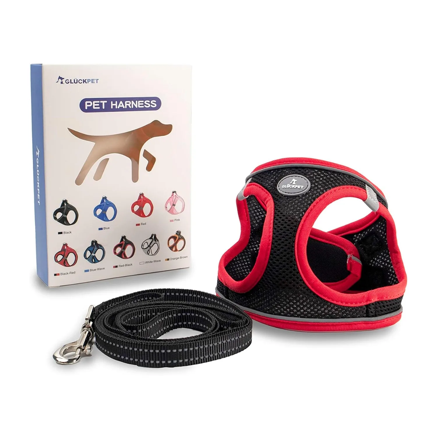 Arnés para Perros Pequeños y Medianos con Correa de 1.4m Antitirones Reflectante Talla XS Glückpet