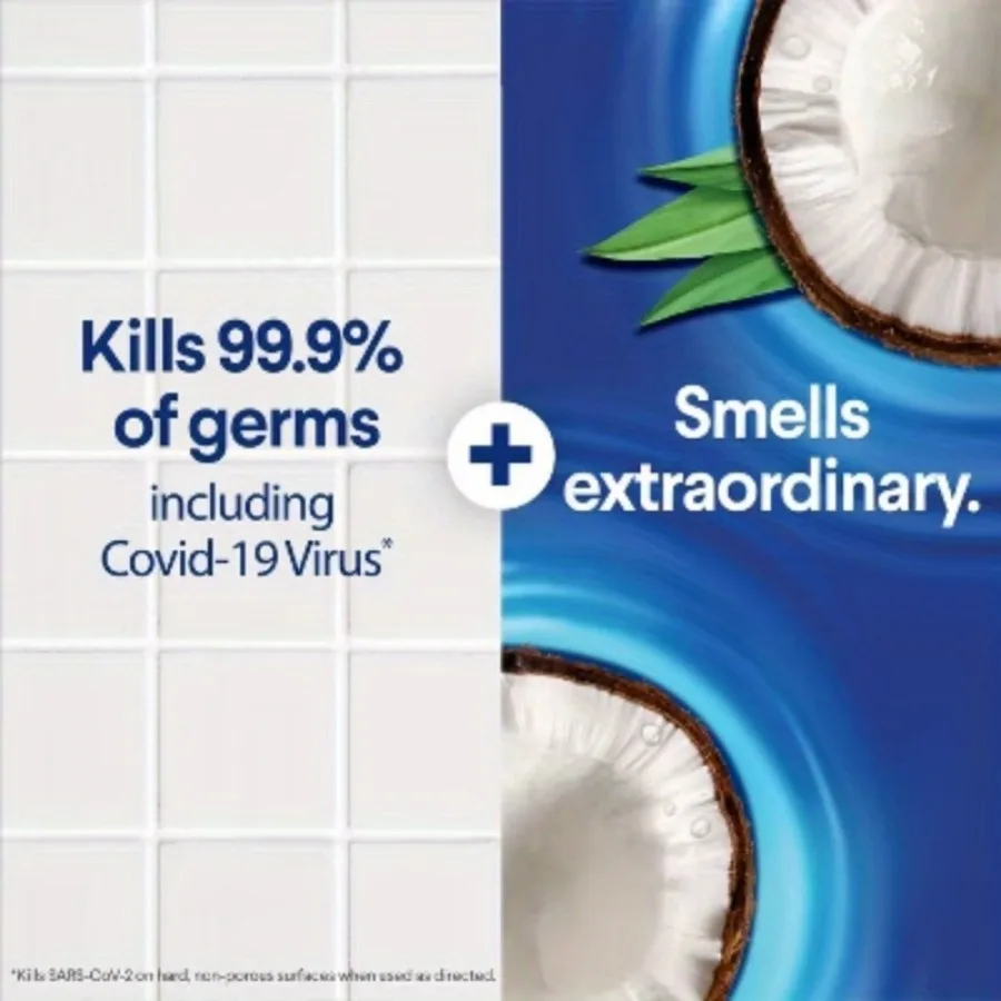 Дезинфицирующие салфетки с кокосовыми и водными лилиями — 75 шт., универсальные чистящие салфетки без отбеливания