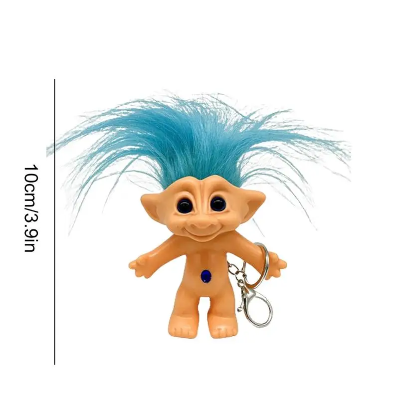 10cm Mini Troll Doll Keychain Colorful Hair Anime Action Figure Family Members Models Funny Kids Toys Nostalgic Collection Gifts