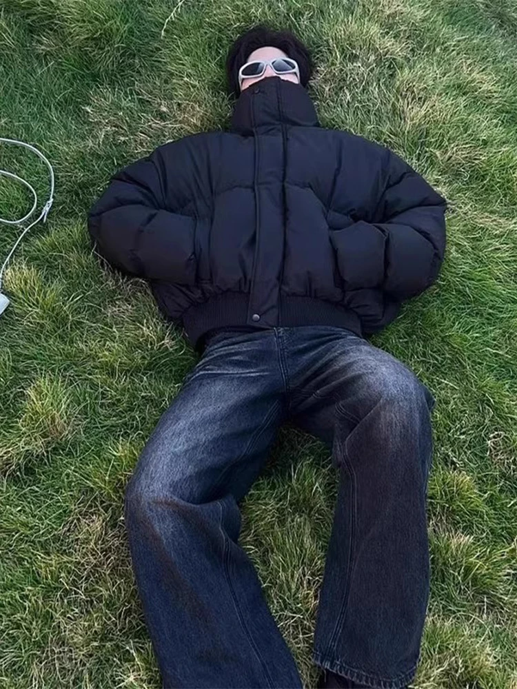 

Cleanfit Men's ort down Cotton Jaet Thiened Stand Collar Warm Winter Outerwear Polyester Fiber Youth Trend Winter Coat