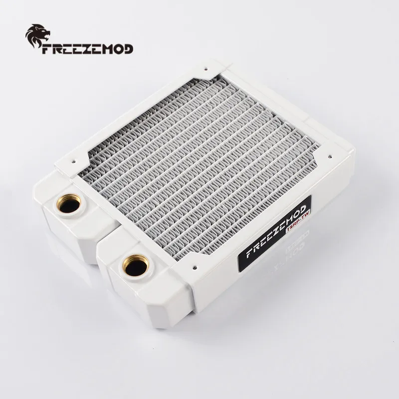 freezemod-工業用銅ラジエーター-14-フラットチューブ-12-センチメートル水冷-cpu-クーラーピアノホワイト真鍮フィンコンピュータハードウェア用