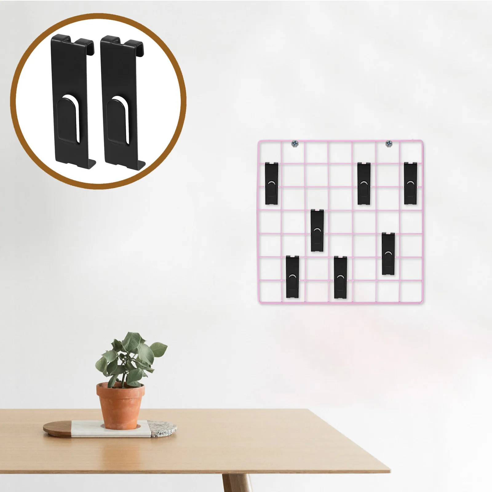 8Pcs Hanging Hook Set Iron Grid Wall Hooks for Pictures Display Sleek Modern Design Wear Resistant Display