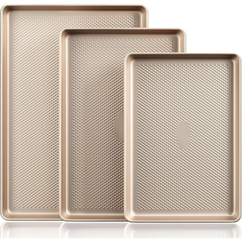 Cookie Sheets for Oven, Nonstick Half/Quarter/Jelly Roll Pans with Diamond Texture Pattern, Heavy Duty Cookie Tray