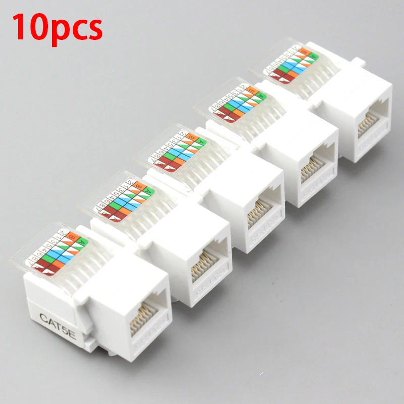 10pcs RJ45 CAT5e Ethernet Network Keystone JackClip Module Wall Plug Connector