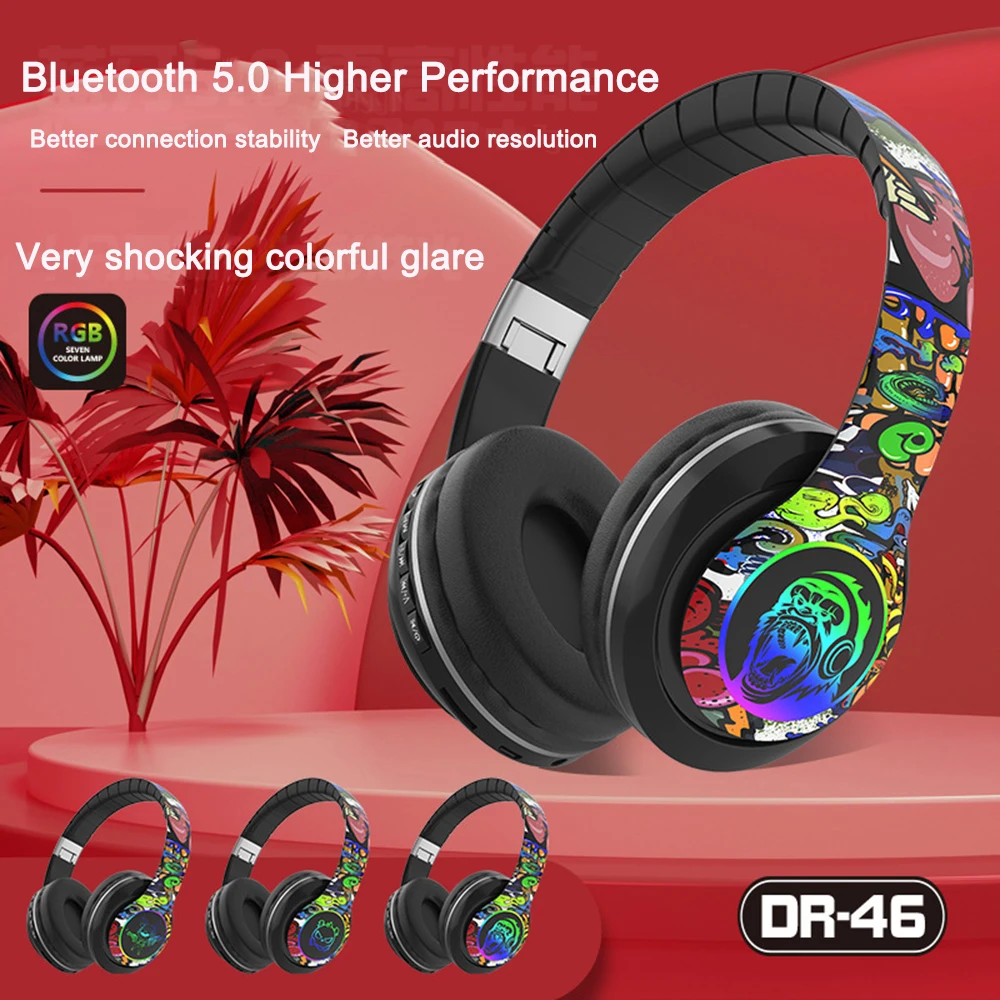 

Headphones New Hand Painted Graffiti HIFI Stereo Wireless Headphones Microhpone Gaming Headset Gamer Music Bluetooth Earphones