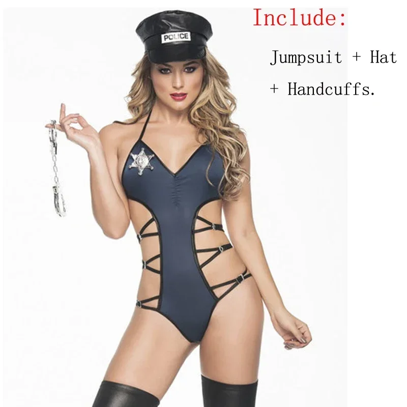 Beberapa Pasangan Polisi Tahanan Kostum Seksi Erotis Pakaian Dalam Wanita Pakaian Bermain Cosplay Gaun Pesta Mewah Karnaval Halloween MN1
