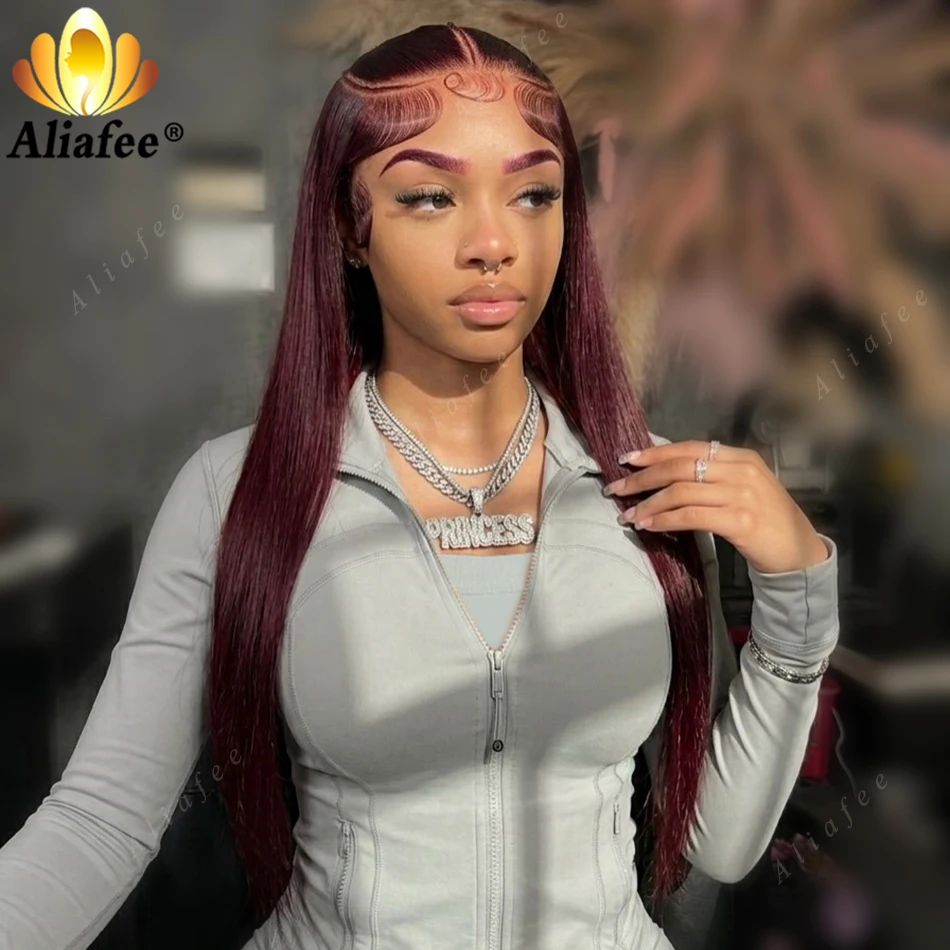 Burgundy 99J Lace Front Wig 13x4 Hairstyle Glueless Pre Plucked Straight Wigs for Women Beginner Friendly Drawstring 12A Wigs