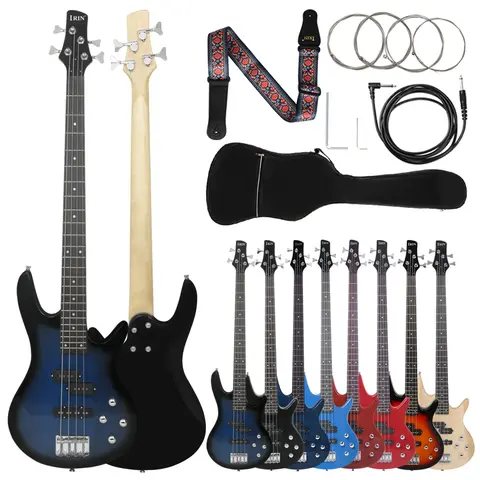 IRIN 일렉트릭 베이스 기타 메이플 우드 바디 베이스, 가방 스트링 스트랩, 기타 액세서리 부품, 4 스트링, 24 프렛