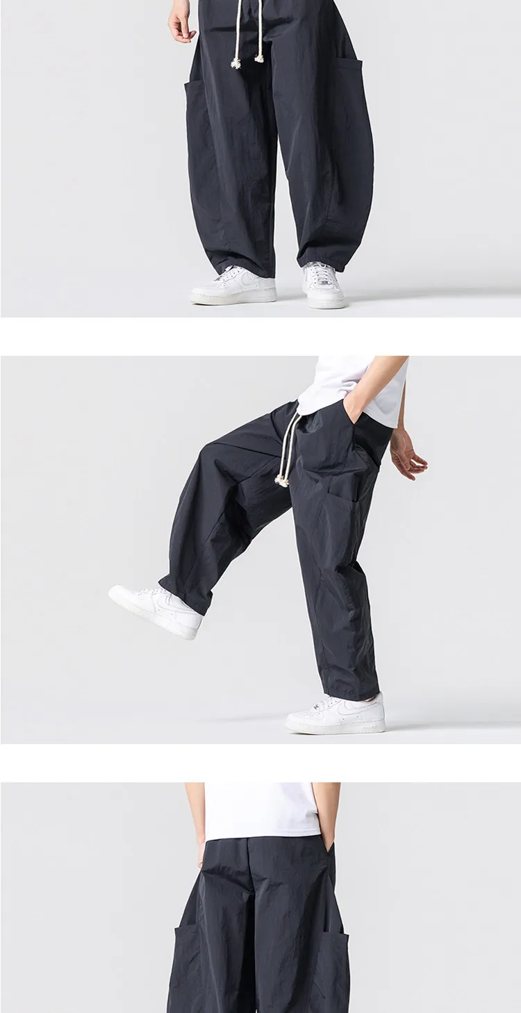 2026 Sommer Herren Jogginghose Haremshose Leichte Hose mit Elastischem Bund Gerade Geschnittene Lockere Jogging-Hose Einfarbige Freizeithose M-5XL – Detail 17
